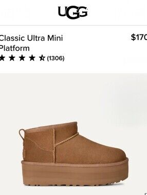 Classic Ultra Platform Mini UGG Suede Platform Ankle Booties Chestnut Sz 10 New